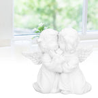Angel Statue Synthetic Resin Embracing Shape White Angel Ornament for Desktop DecorationAngel Left