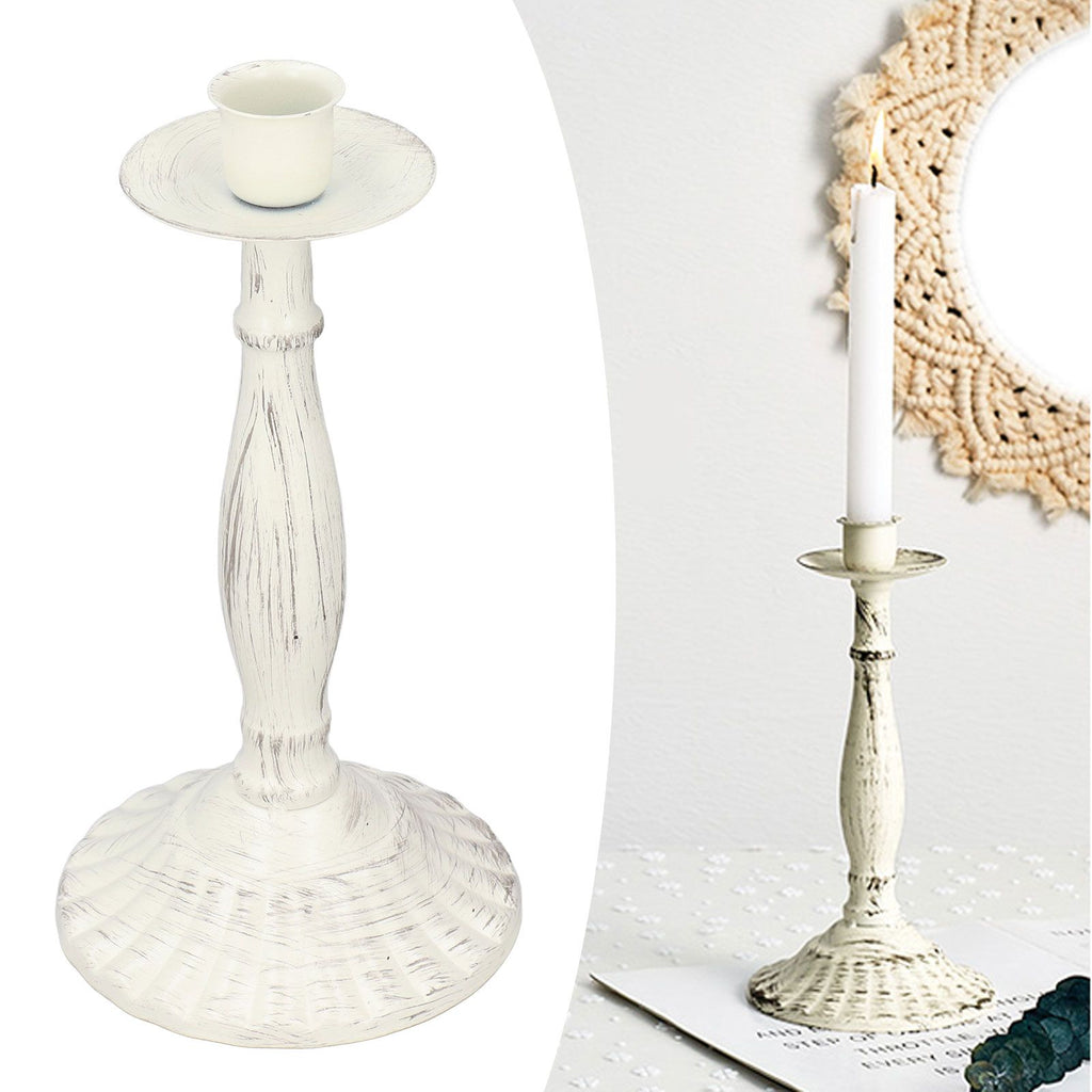 Candle Holders White Iron Material Retro Style Decorative Candlestick Pedestal for Home Decoration