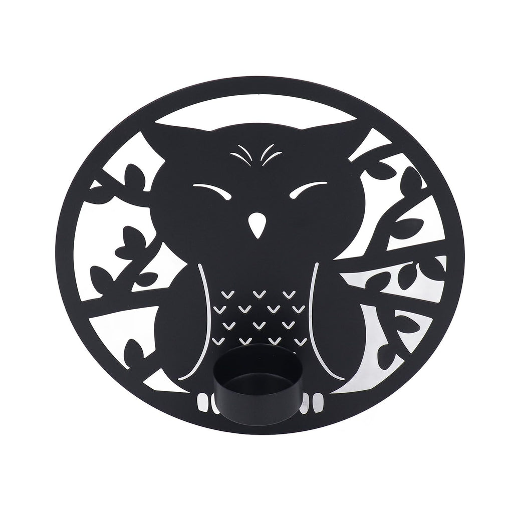 Hanging Candleholder Iron Retro Style Innovative Wall Mounted Candle Holder for Home Wall Decorations Black Laser Plate A