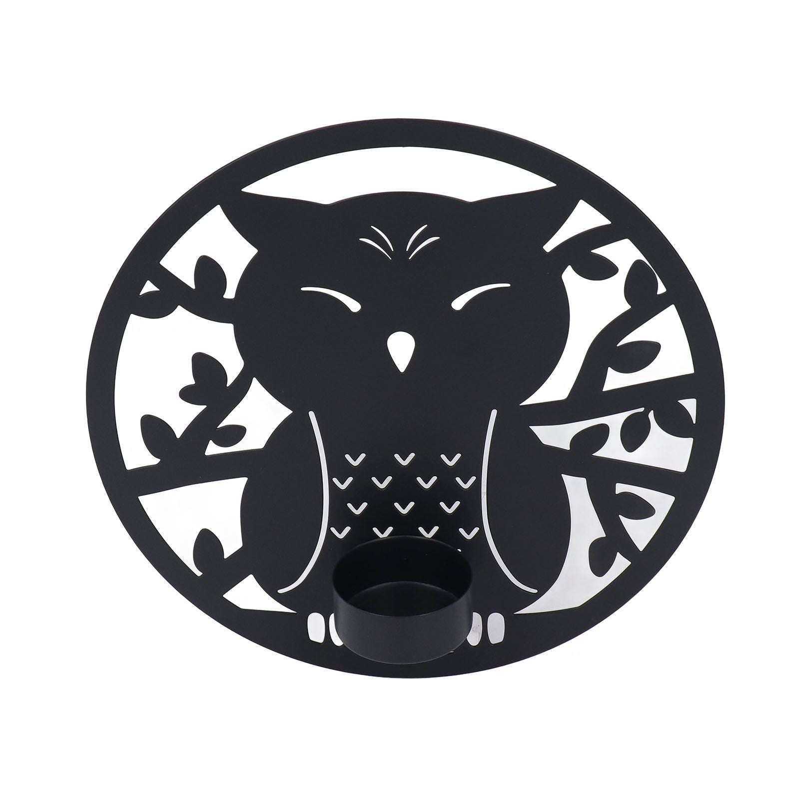 Hanging Candleholder Iron Retro Style Innovative Wall Mounted Candle Holder for Home Wall Decorations Black Laser Plate A