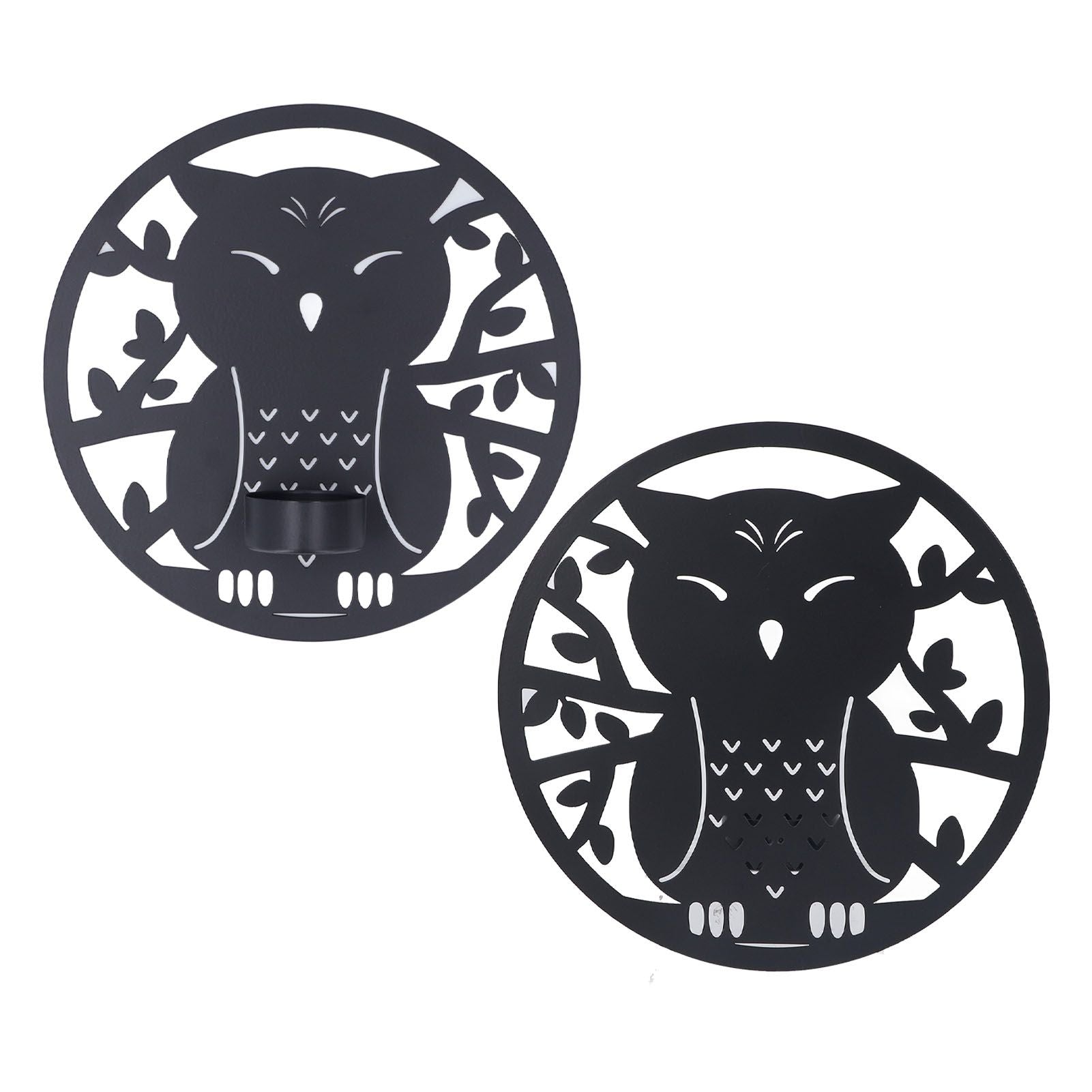 Hanging Candleholder Iron Retro Style Innovative Wall Mounted Candle Holder for Home Wall Decorations Black Laser Plate A