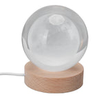 3D Moon Night Lamp Crystal Ball Night Light LED Wooden Inter Carving Tabletop Ornaments for Friends Kids Gifts Moon White Light