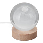 3D Moon Night Lamp Crystal Ball Night Light LED Wooden Inter Carving Tabletop Ornaments for Friends Kids Gifts Moon Colorful Light