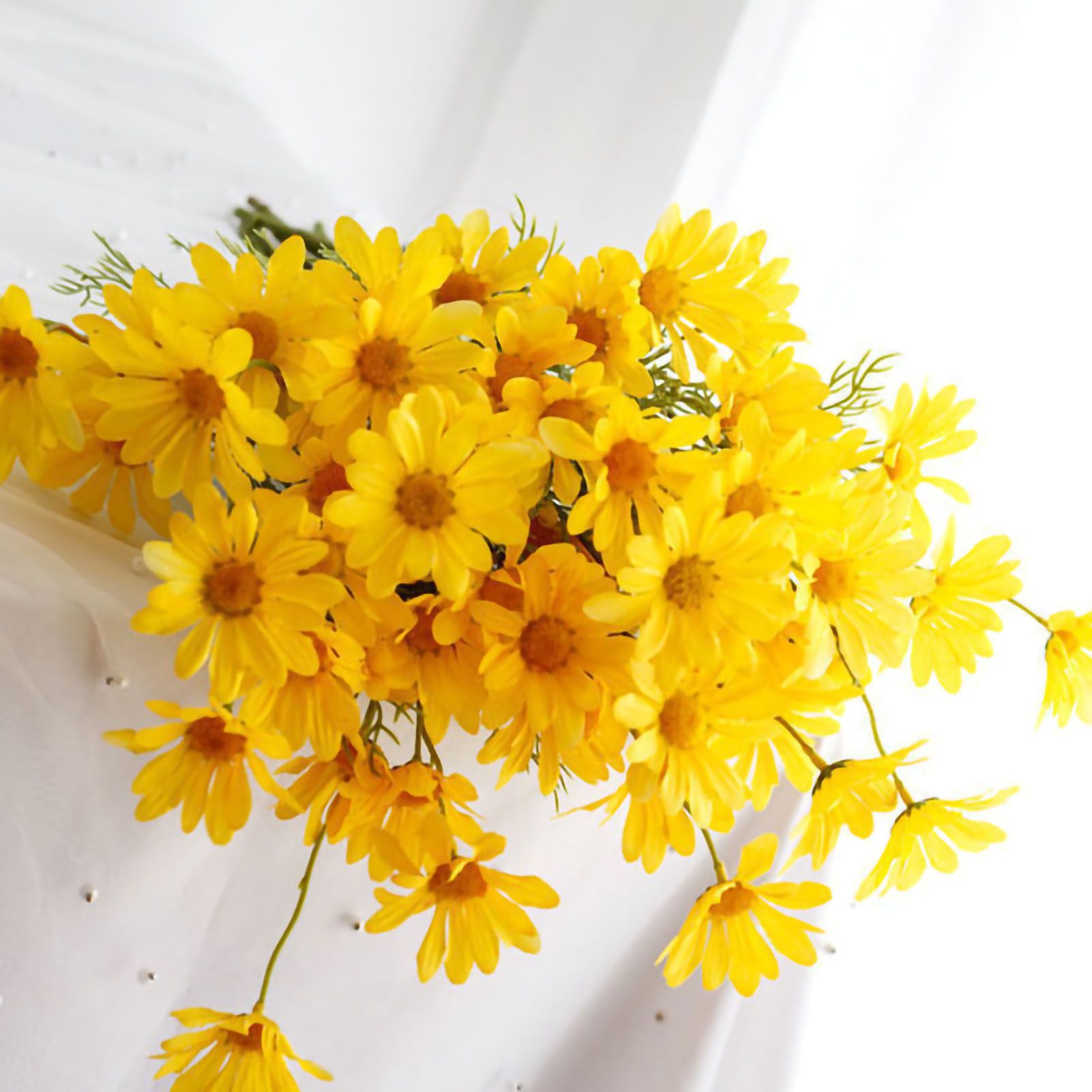 Artificial Daisy Flowers Bouquet Home Decoration for Living Room Dining Room Bedroom Office Light Yellow