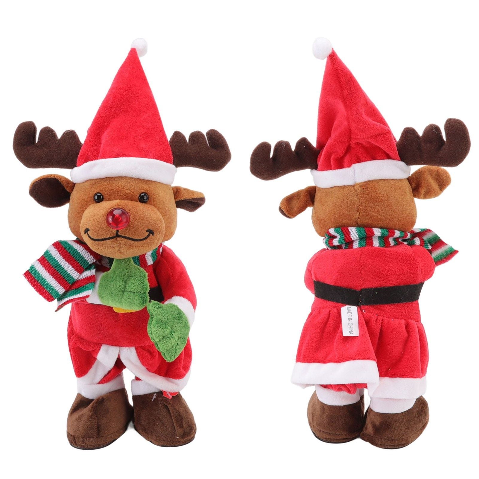 Electric Music Christmas Toy Doll Dancing Singing Glowing Swinging Plush Toy for Kids Adults Christmas Elk