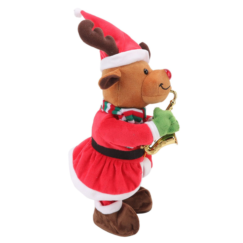 Electric Music Christmas Toy Doll 8 Songs Continuous Play Dancing Singing Glowing Swinging Plush Toy for Kids Adults Christmas Elk