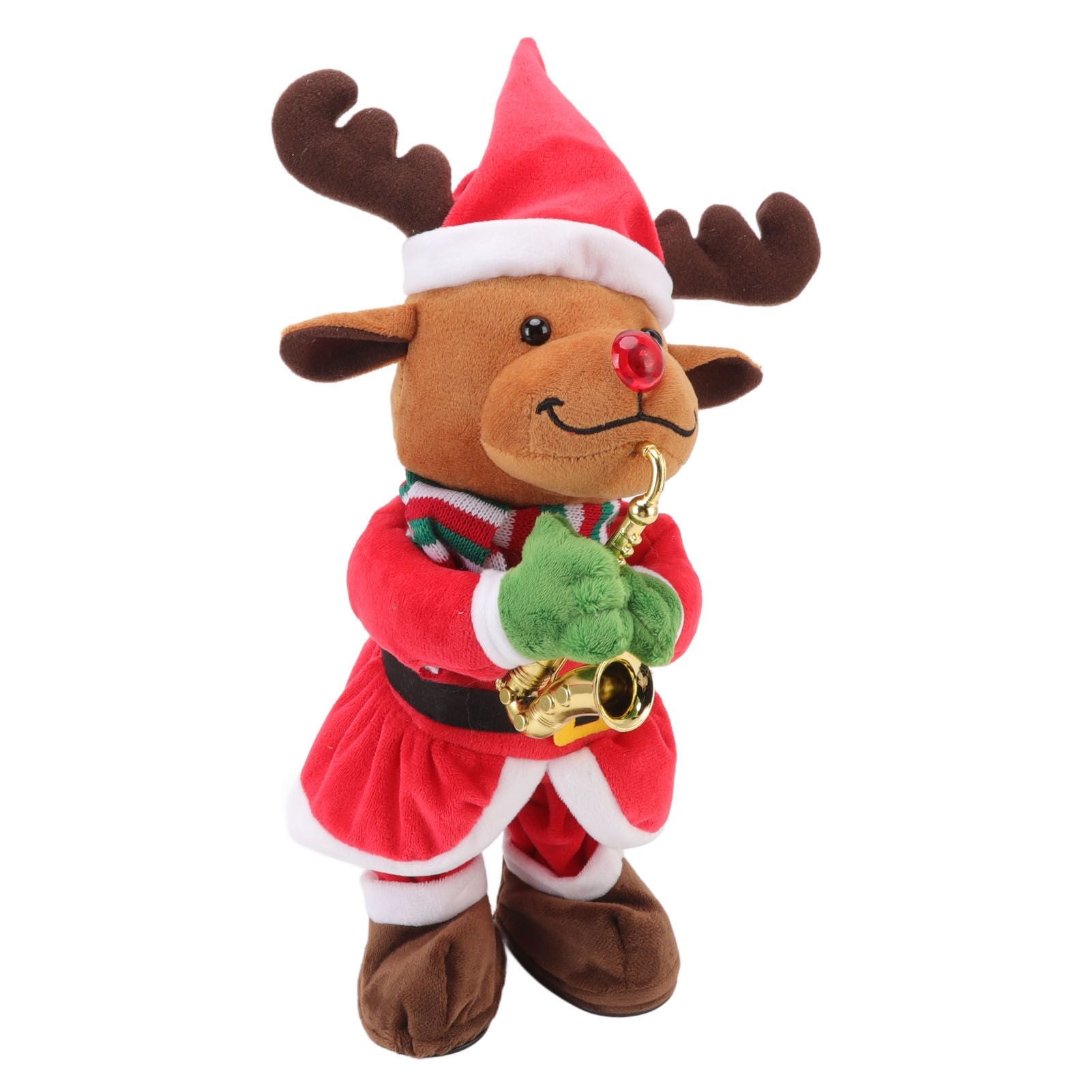Electric Music Christmas Toy Doll 8 Songs Continuous Play Dancing Singing Glowing Swinging Plush Toy for Kids Adults Christmas Elk