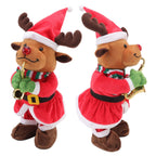 Electric Music Christmas Toy Doll 8 Songs Continuous Play Dancing Singing Glowing Swinging Plush Toy for Kids Adults Christmas Elk