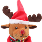 Electric Music Christmas Toy Doll 8 Songs Continuous Play Dancing Singing Glowing Swinging Plush Toy for Kids Adults Christmas Elk