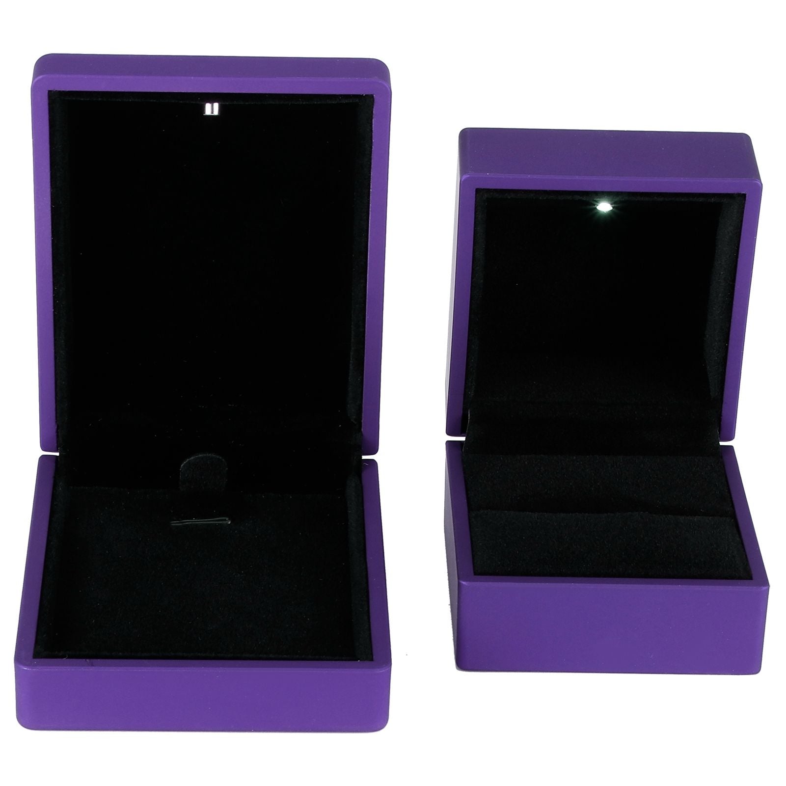 LED Jewelry Display Pendant Necklace Gift Box Ring Case Engagement Wedding SupplyPurple