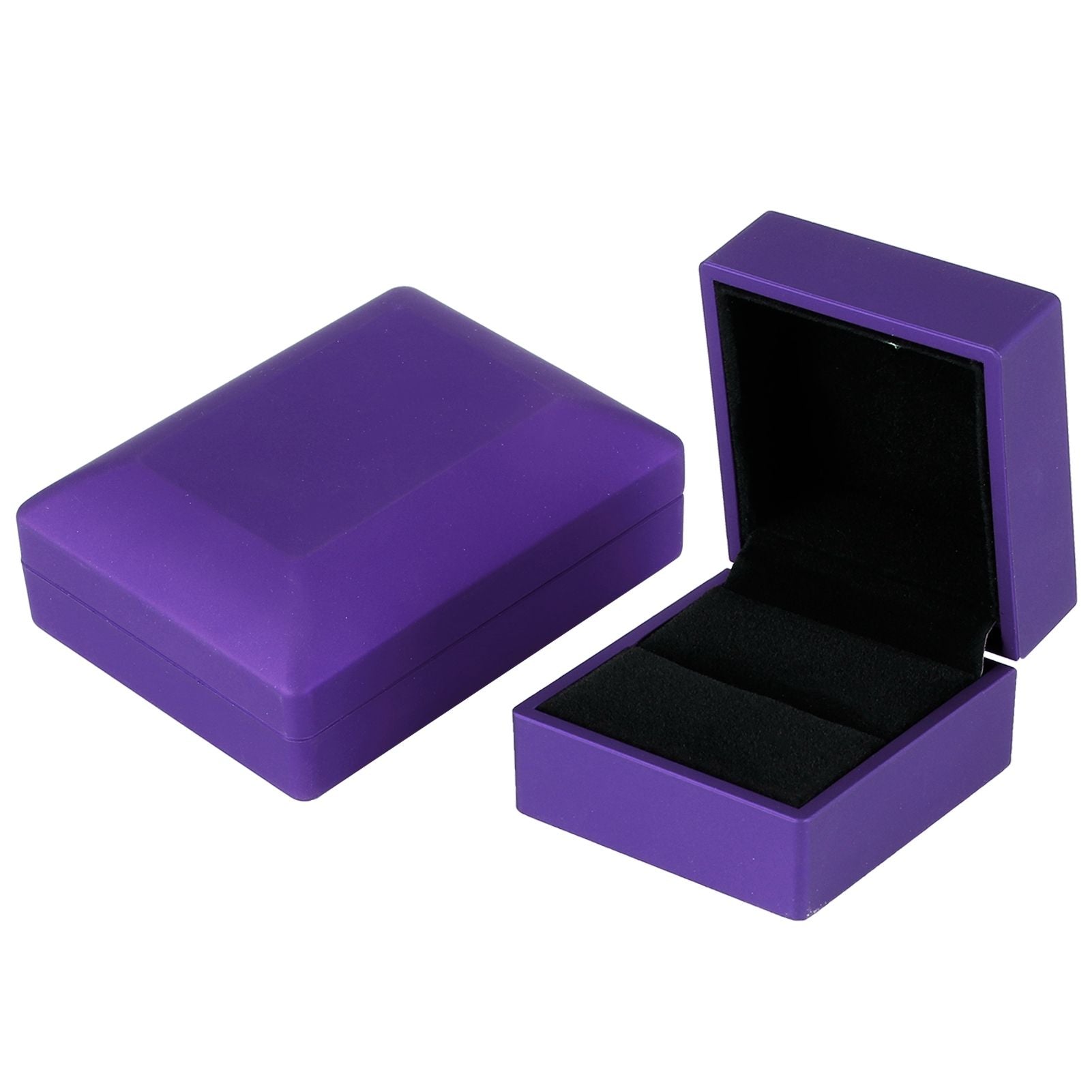 LED Jewelry Display Pendant Necklace Gift Box Ring Case Engagement Wedding SupplyPurple