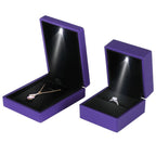 LED Jewelry Display Pendant Necklace Gift Box Ring Case Engagement Wedding SupplyPurple
