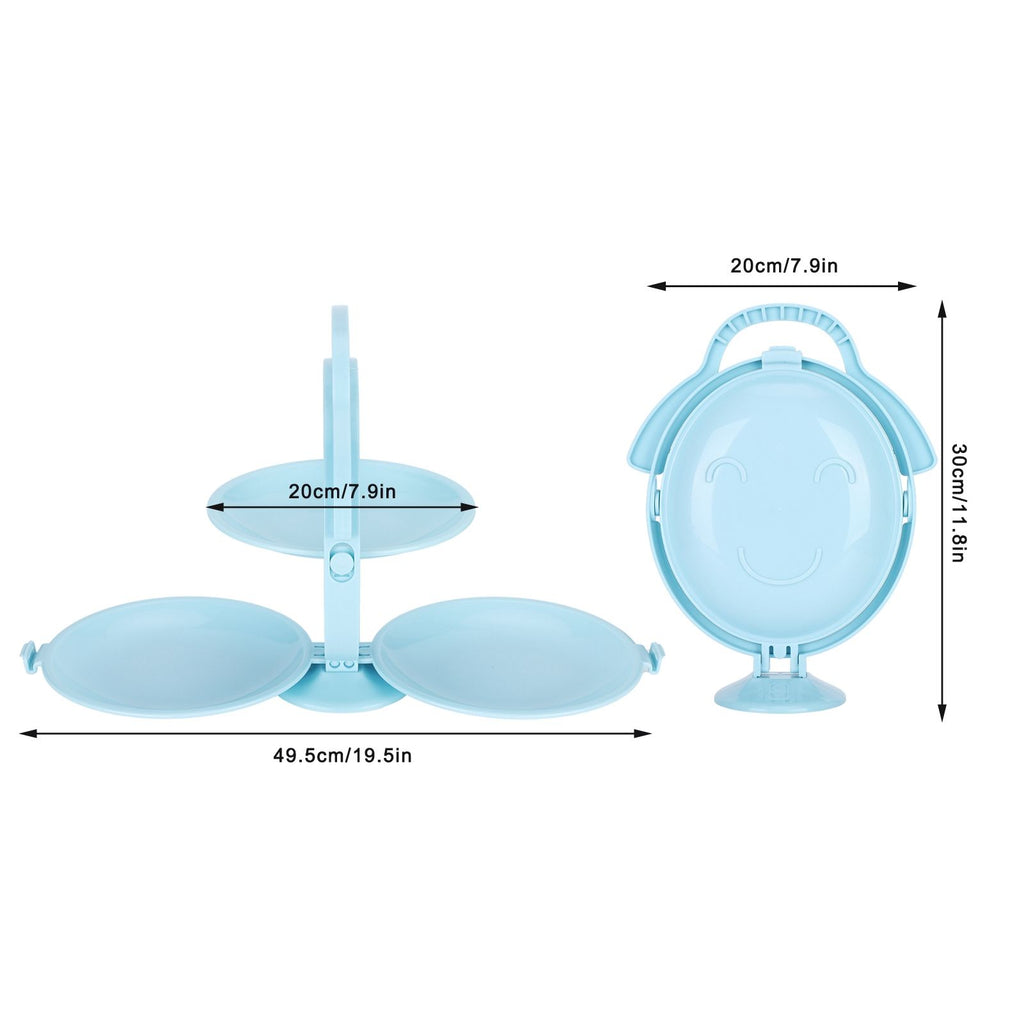 Fruit Tray Portable MultiLayer Folding Plate Modern Living Room Table Fruit Storage Basket(Blue )