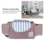 Baby Stroller Hanging Bag Organizer Universal Cup Holder Storage Bag Strollers AccessoryGreen Stripe