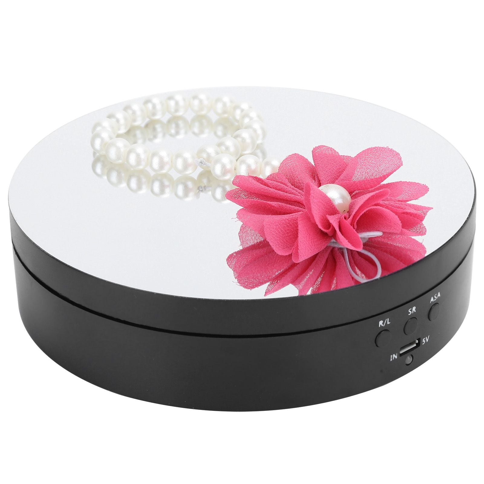 3 Speeds Electric Rotating Display Stand 360 Degree Turntable Jewelry Holder USB ChargingBlack