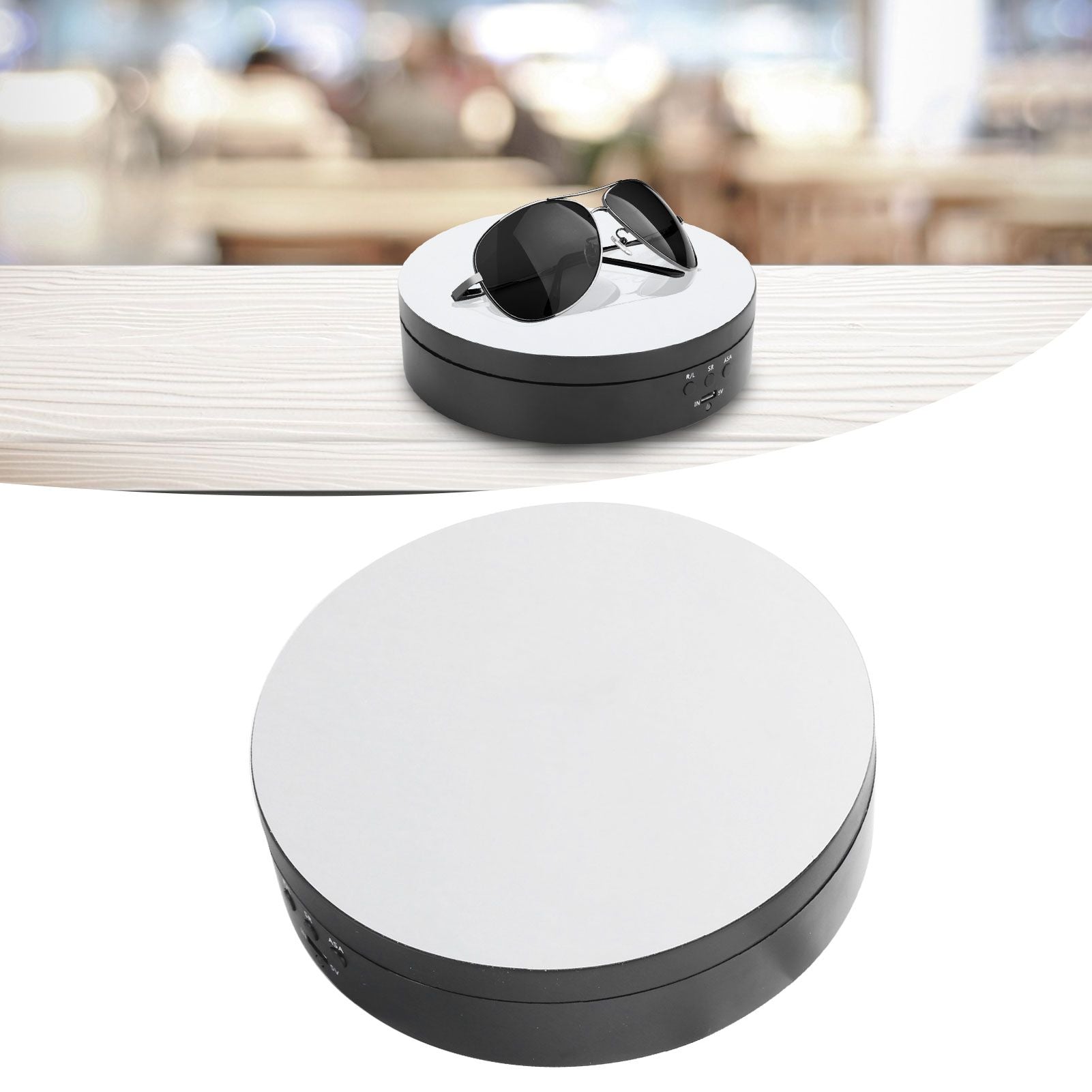 3 Speeds Electric Rotating Display Stand 360 Degree Turntable Jewelry Holder USB ChargingBlack