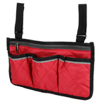 Multifunctional Wheelchair Side Hanging Bag Office Chair Storage Bag Armrest Pouch OrganizerWine Red
