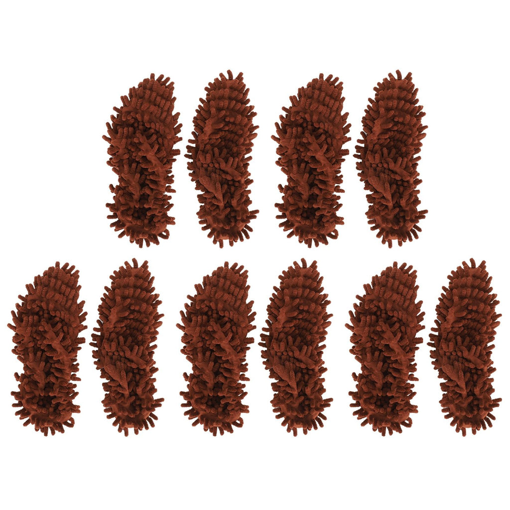 10Pcs Chenille Mop Slippers Multifunction Floor Cleaning Shoes Dust Cleaner AccessoryBrown