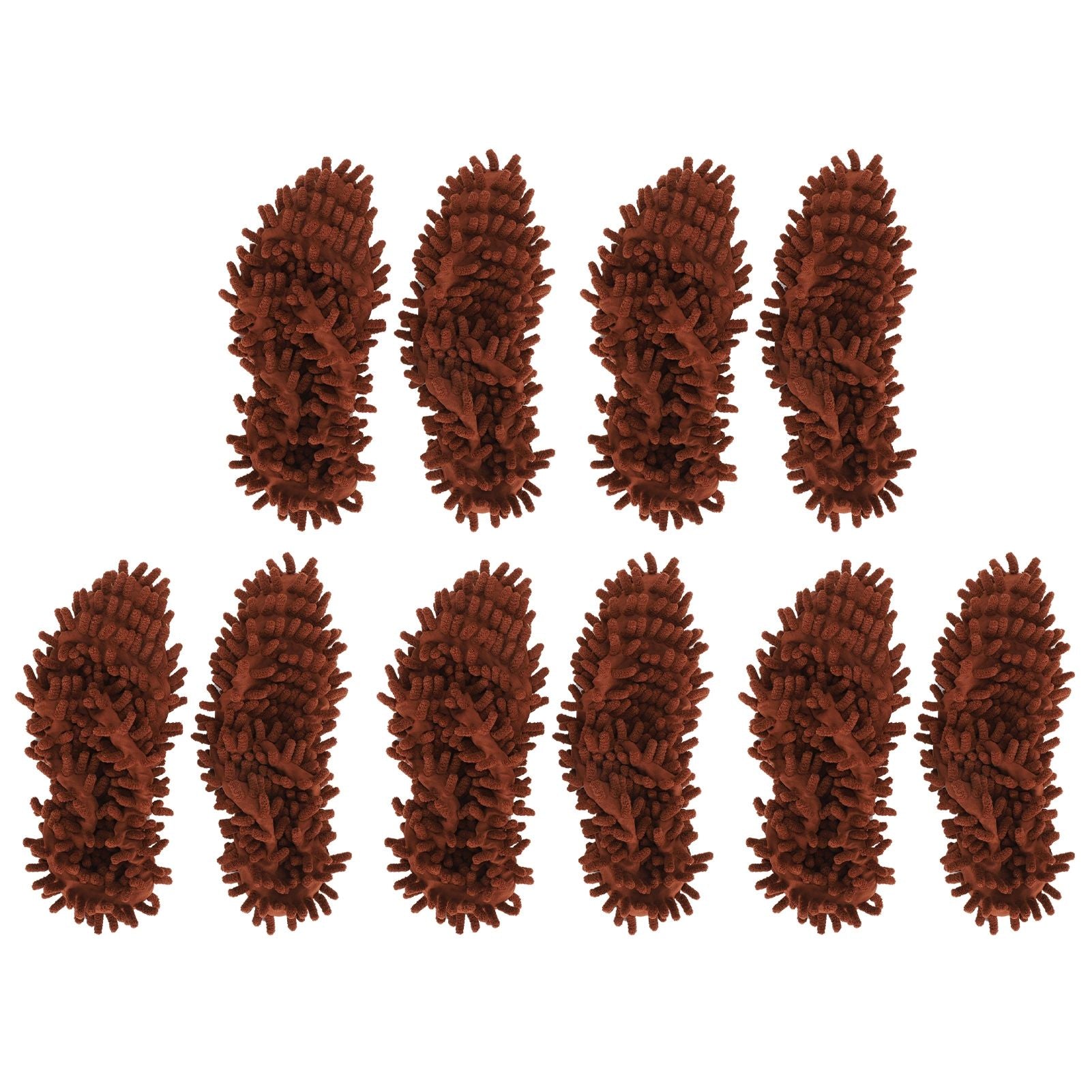 10Pcs Chenille Mop Slippers Multifunction Floor Cleaning Shoes Dust Cleaner AccessoryBrown