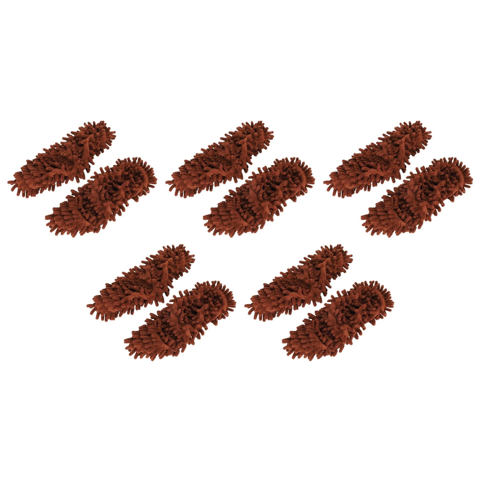 10Pcs Chenille Mop Slippers Multifunction Floor Cleaning Shoes Dust Cleaner AccessoryBrown
