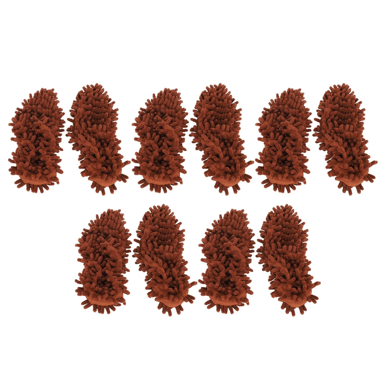 10Pcs Chenille Mop Slippers Multifunction Floor Cleaning Shoes Dust Cleaner AccessoryBrown