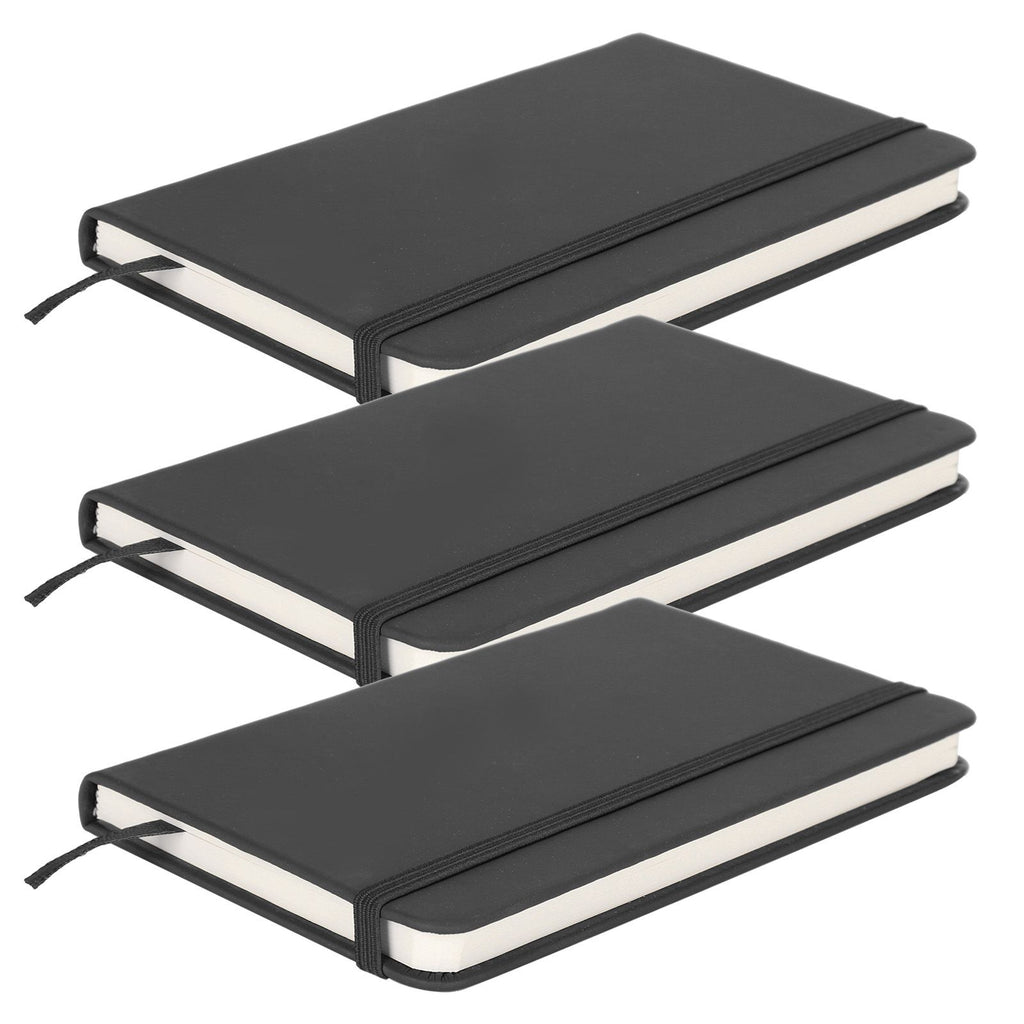 3Pcs PU A6 Business Notepad Hardcover Strap Notebook Diary Stationery Office School SuppliesBlack