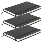 3Pcs PU A6 Business Notepad Hardcover Strap Notebook Diary Stationery Office School SuppliesBlack