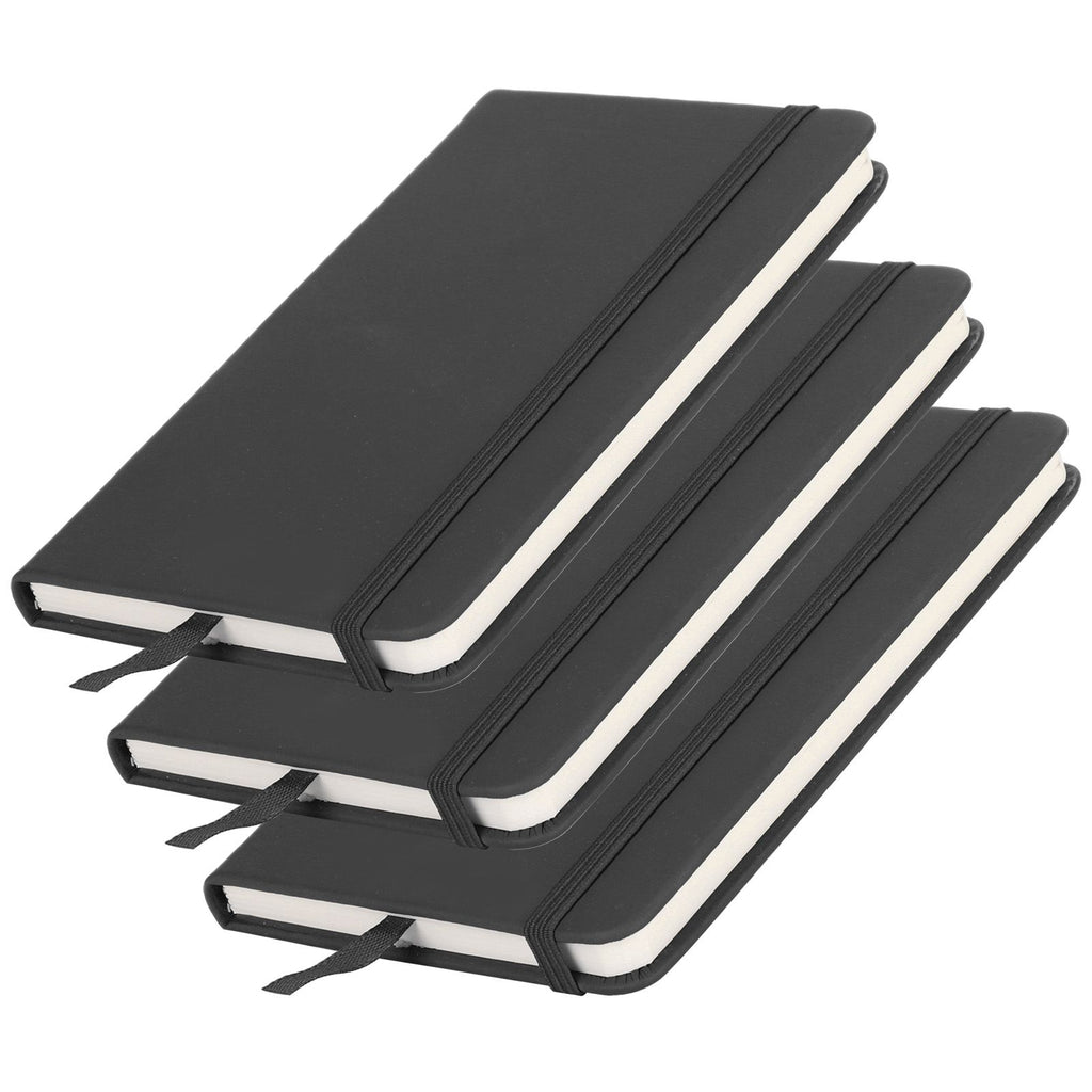 3Pcs PU A6 Business Notepad Hardcover Strap Notebook Diary Stationery Office School SuppliesBlack