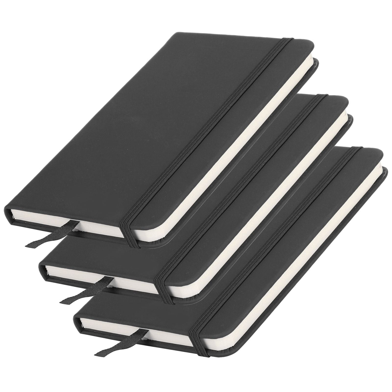 3Pcs PU A6 Business Notepad Hardcover Strap Notebook Diary Stationery Office School SuppliesBlack
