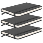 3Pcs PU A6 Business Notepad Hardcover Strap Notebook Diary Stationery Office School SuppliesBlack