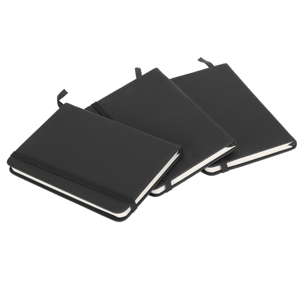 3Pcs PU A6 Business Notepad Hardcover Strap Notebook Diary Stationery Office School SuppliesBlack