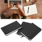 3Pcs PU A6 Business Notepad Hardcover Strap Notebook Diary Stationery Office School SuppliesBlack
