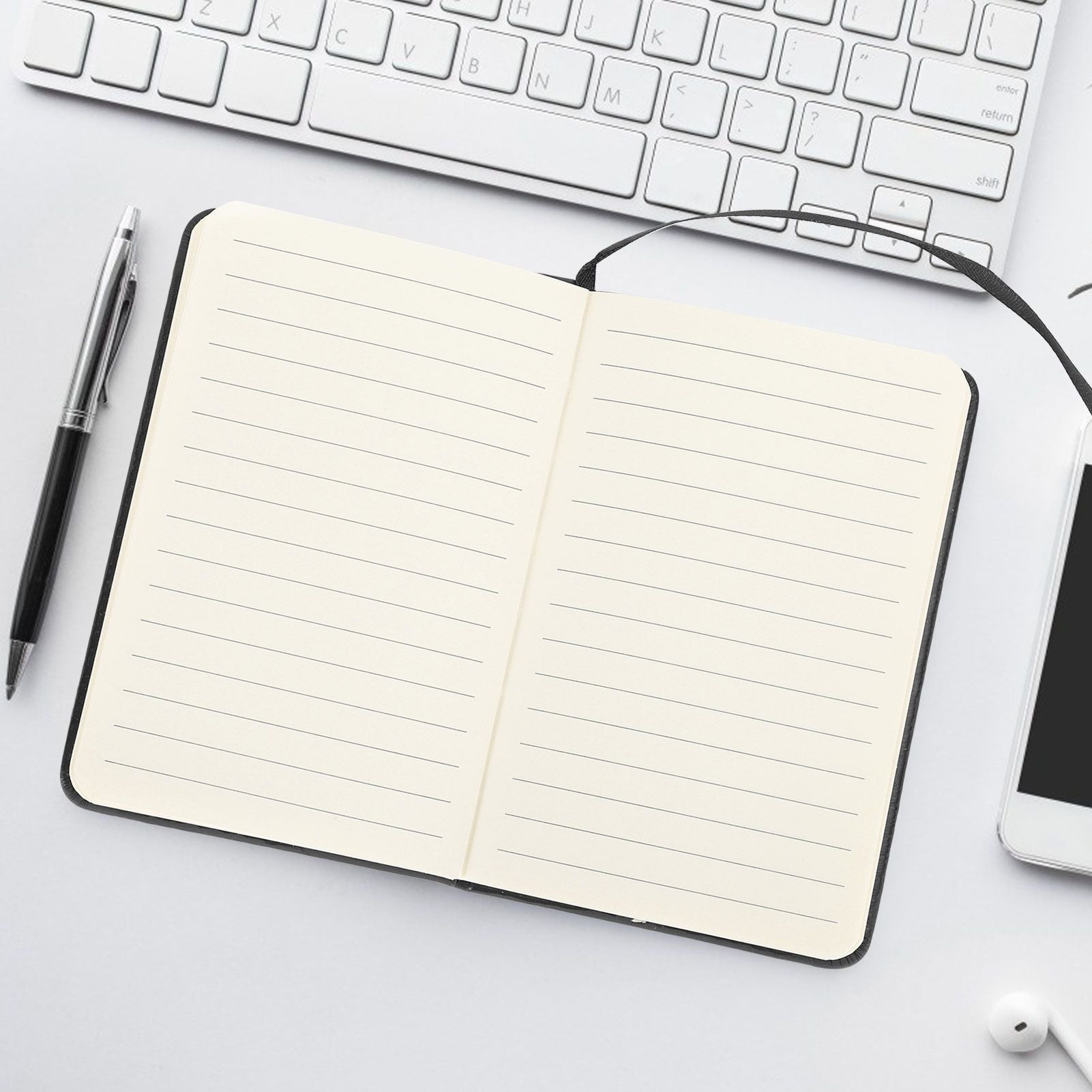 3Pcs PU A6 Business Notepad Hardcover Strap Notebook Diary Stationery Office School SuppliesBlack