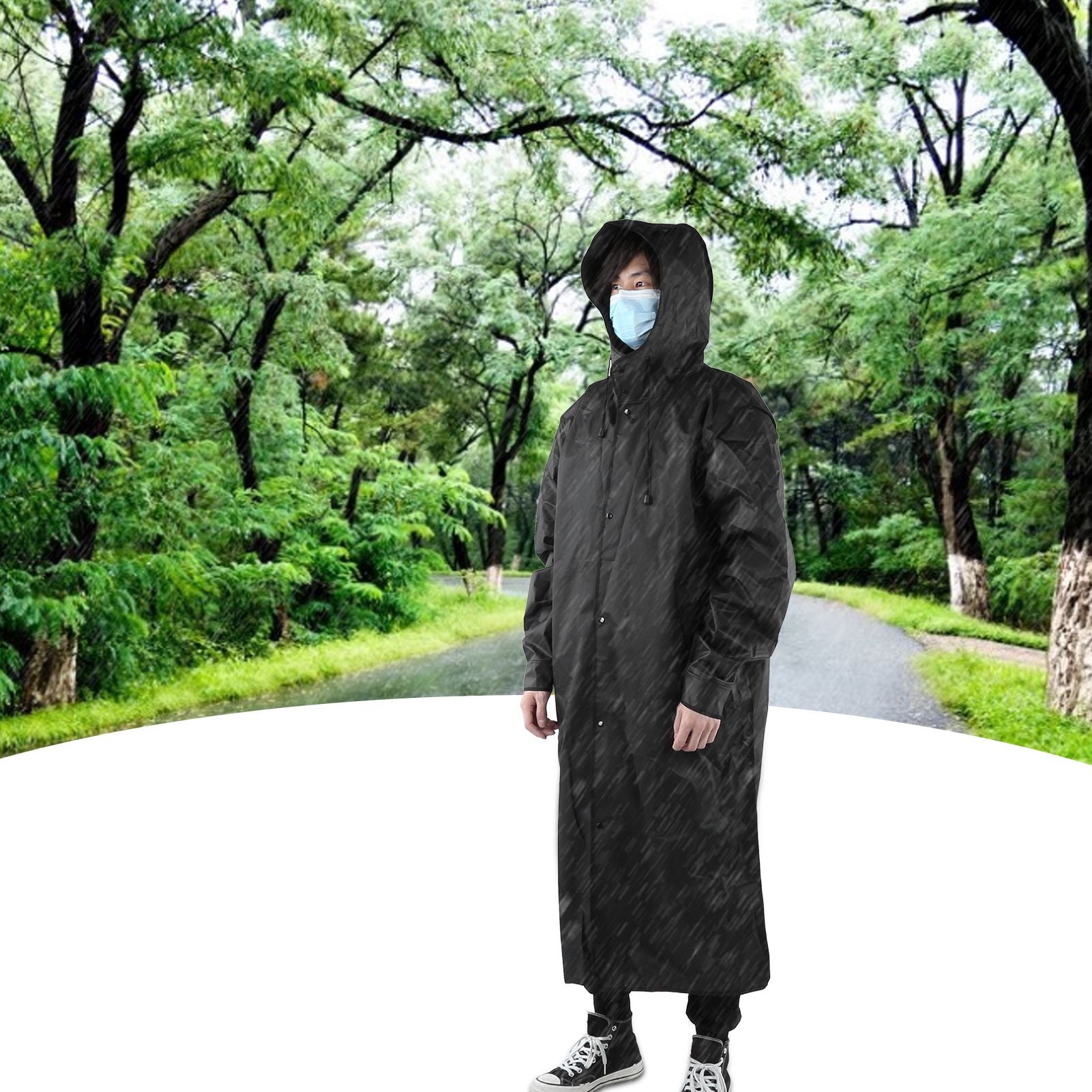 Hooded Raincoat Portable EVA Waterproof Outdoor Rainwear for Camping Hiking RidingL