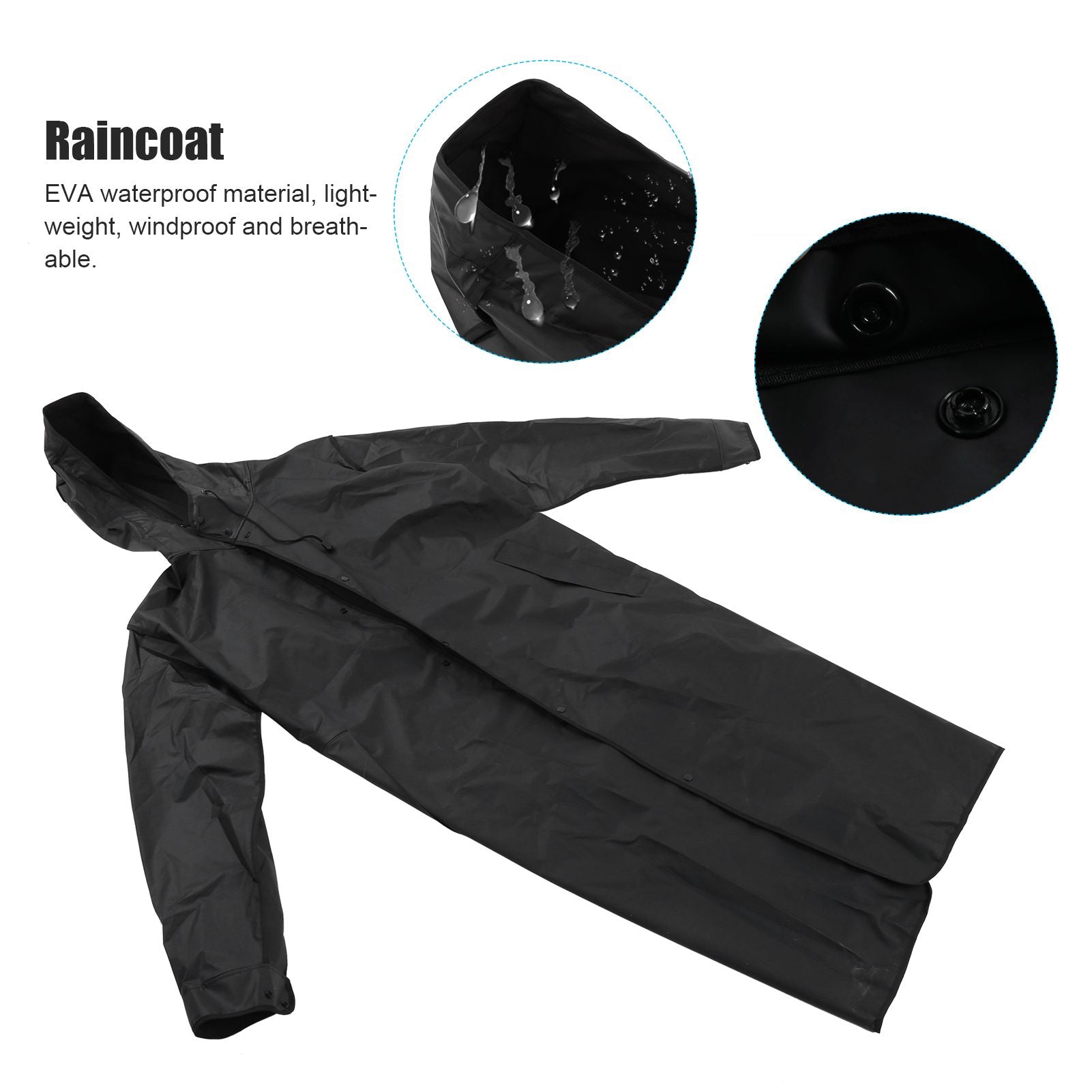 Hooded Raincoat Portable EVA Waterproof Outdoor Rainwear for Camping Hiking RidingXL