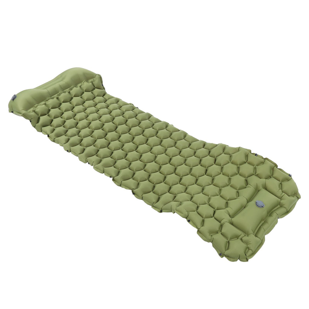 Camping Sleeping Pad Mat Foot Press Inflatable Cushion Mattress for Tent Hiking TravelMilitary Green