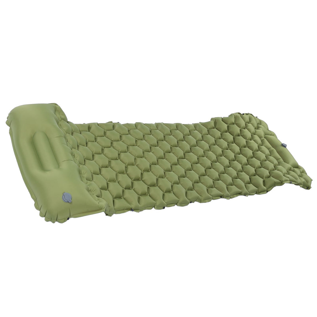 Camping Sleeping Pad Mat Foot Press Inflatable Cushion Mattress for Tent Hiking TravelMilitary Green
