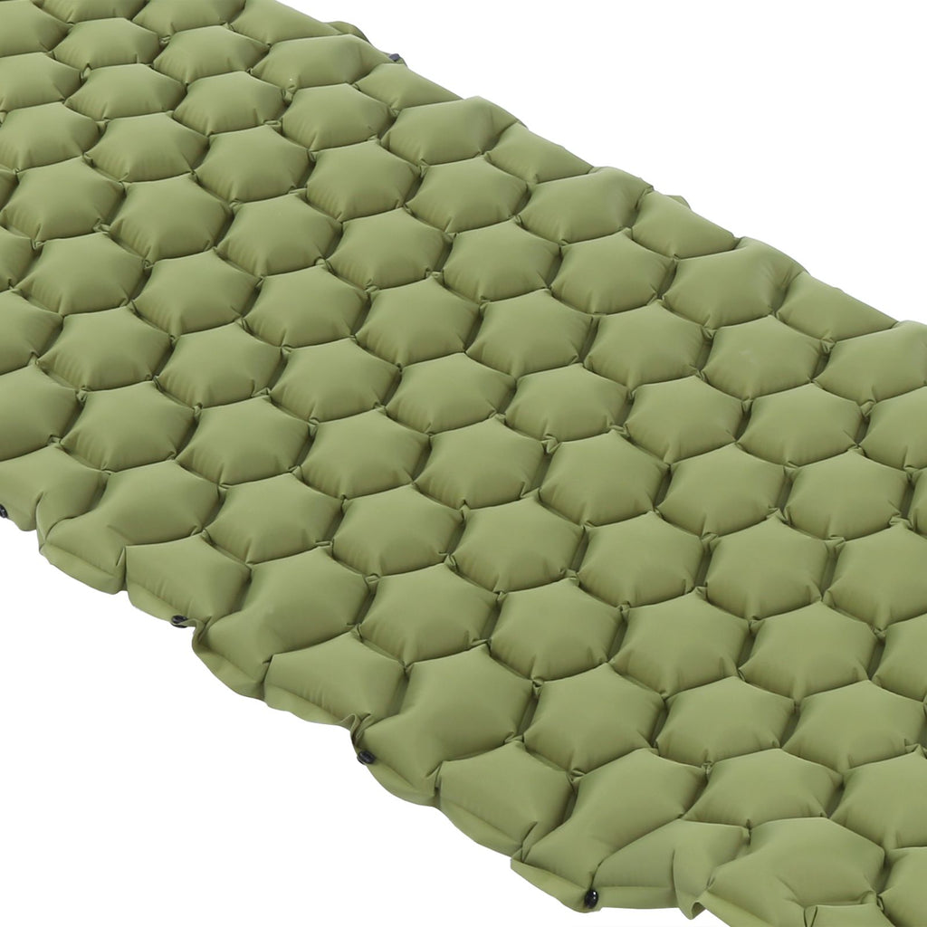 Camping Sleeping Pad Mat Foot Press Inflatable Cushion Mattress for Tent Hiking TravelMilitary Green