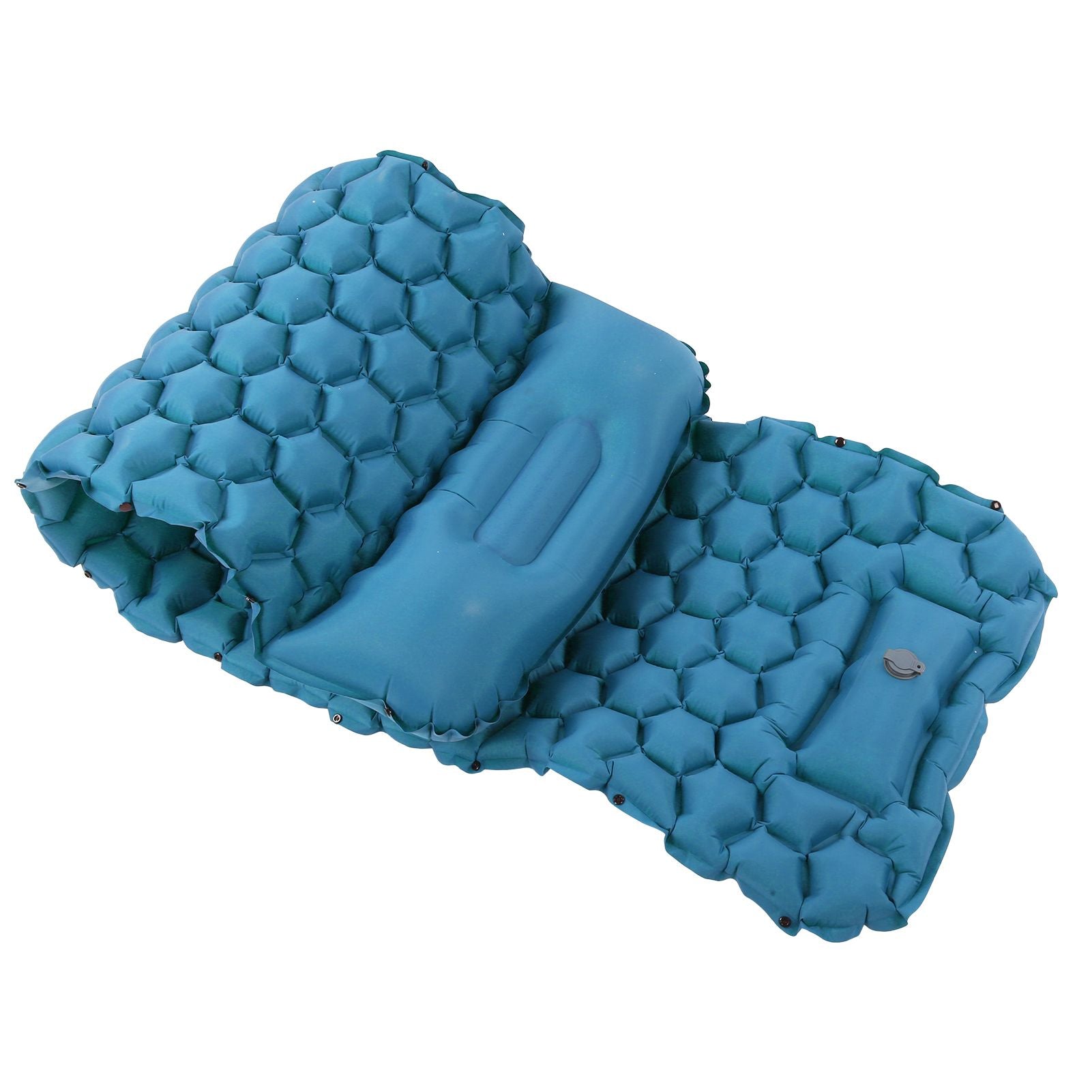 Camping Sleeping Pad Mat Foot Press Inflatable Cushion Mattress for Tent Hiking TravelPeacock Blue