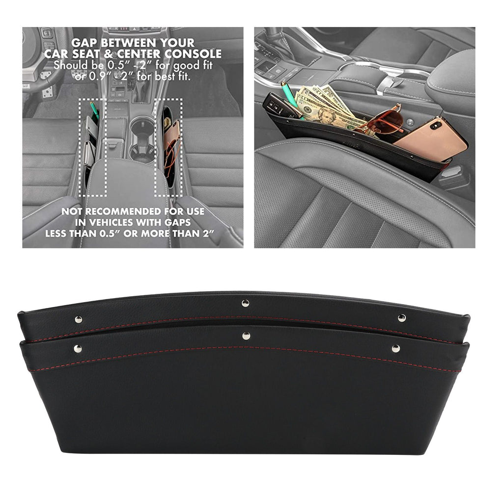2Pcs Car Seat Slit Organizer Storage Pockets Bag Side Holder for Phone Money Cards KeysBlack