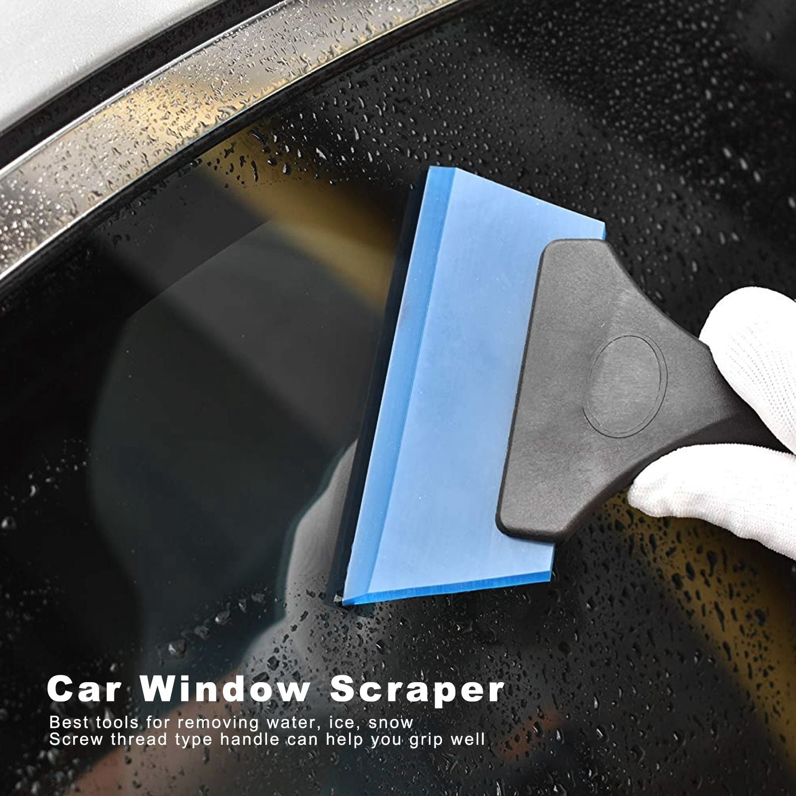 2pcs Car Window Scraper Water Ice Squeegee Snow Shovel NonSlip Handle Glass Cleaning Tool