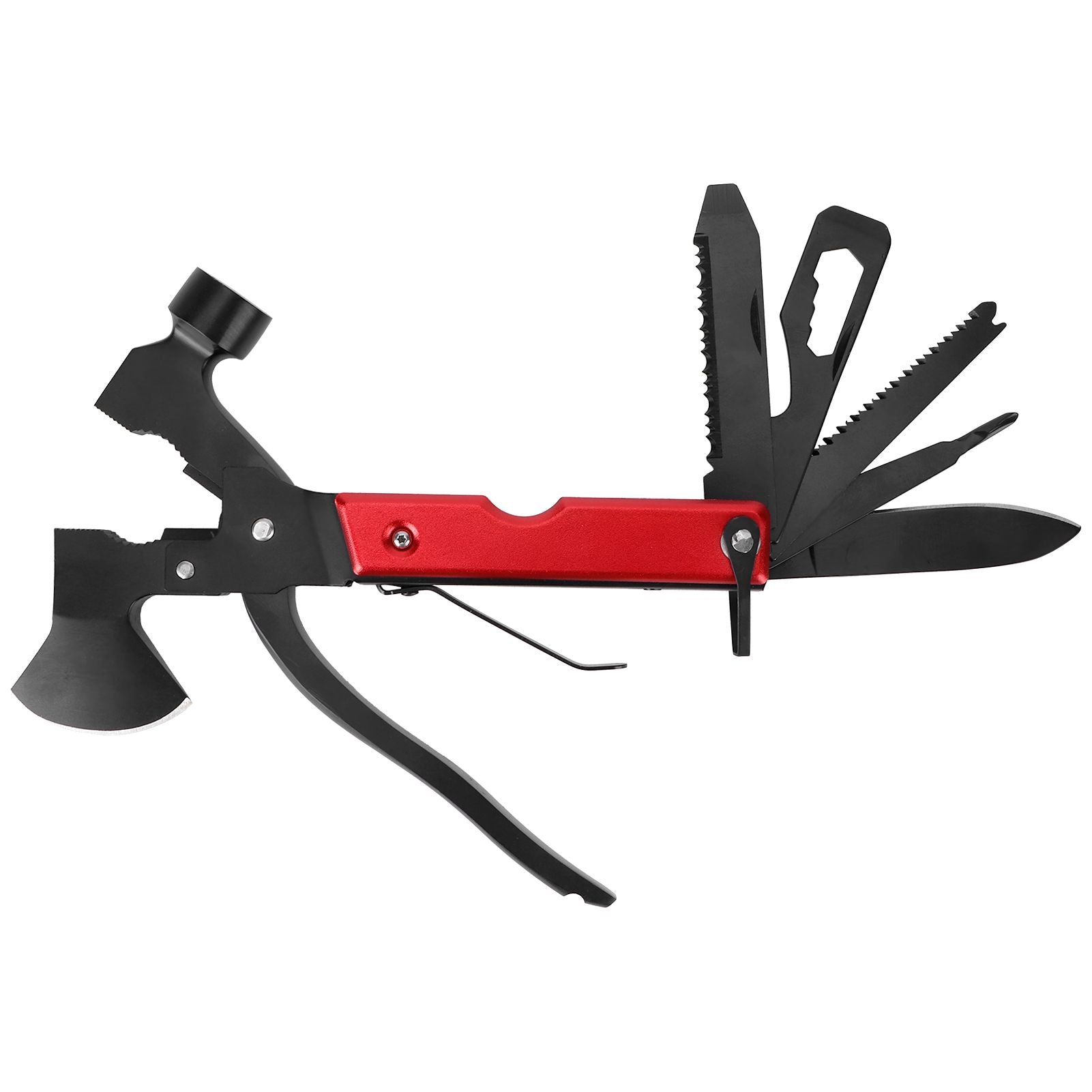 15In1 Axe Hammer MultiFunctional Camping Survival Screwdrivers Pliers Bottle Opener(Red )