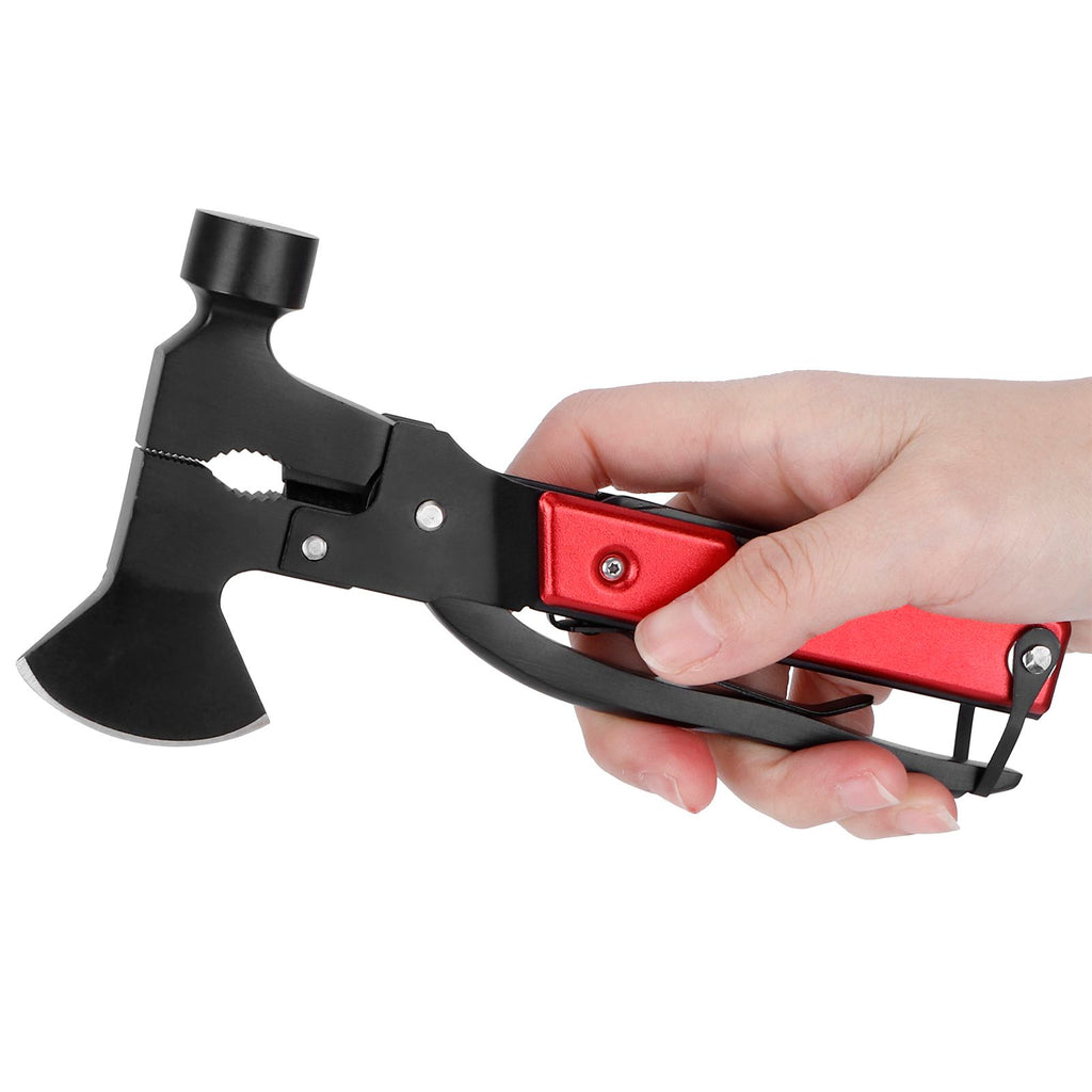 15In1 Axe Hammer MultiFunctional Camping Survival Screwdrivers Pliers Bottle Opener(Red )
