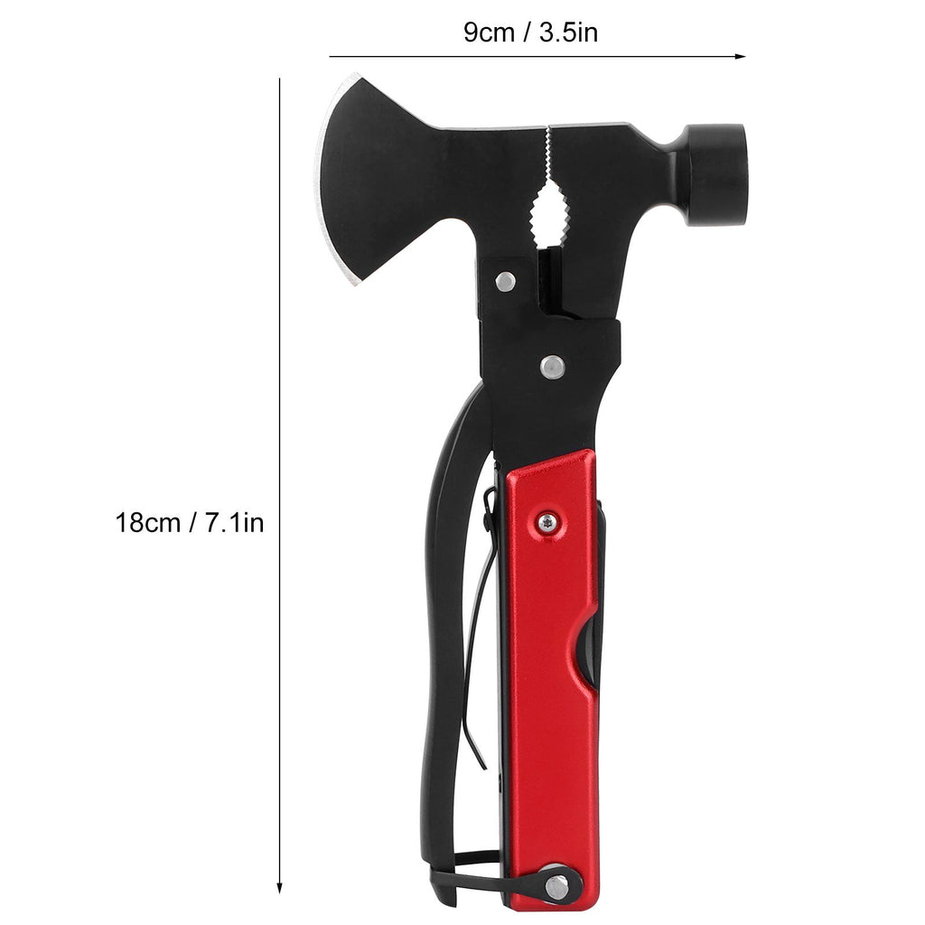 15In1 Axe Hammer MultiFunctional Camping Survival Screwdrivers Pliers Bottle Opener(Red )
