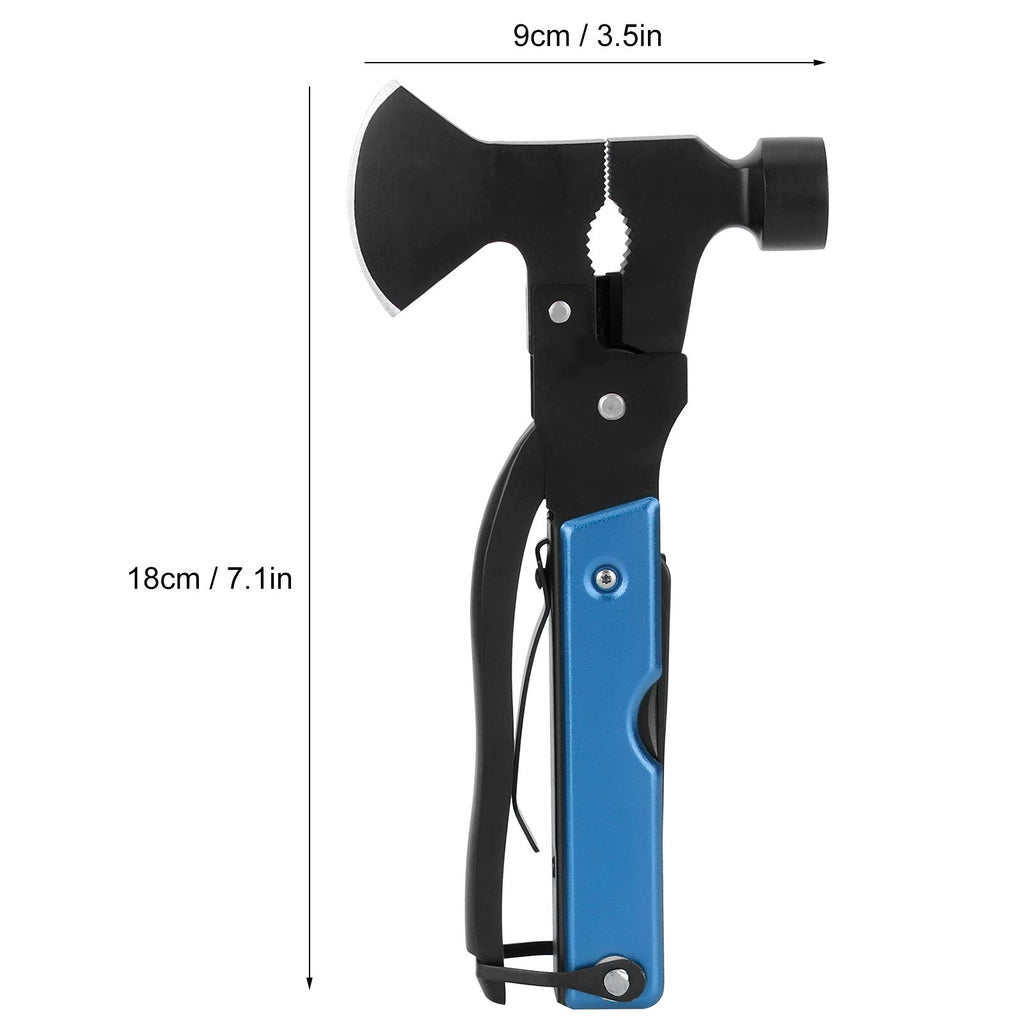 15In1 Axe Hammer MultiFunctional Camping Survival Screwdrivers Pliers Bottle Opener(Blue )