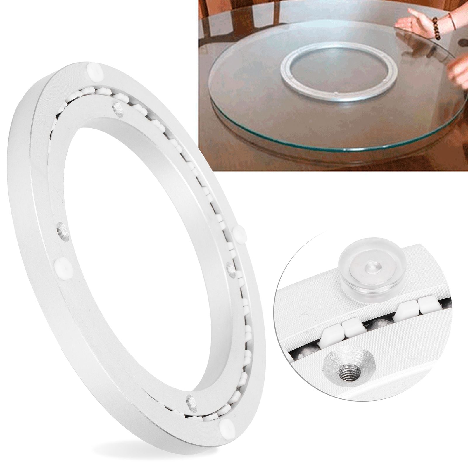 Heavy Duty Aluminium Alloy Rotating Bearing Turntable Round Smooth Mute Dining Table Plate8in