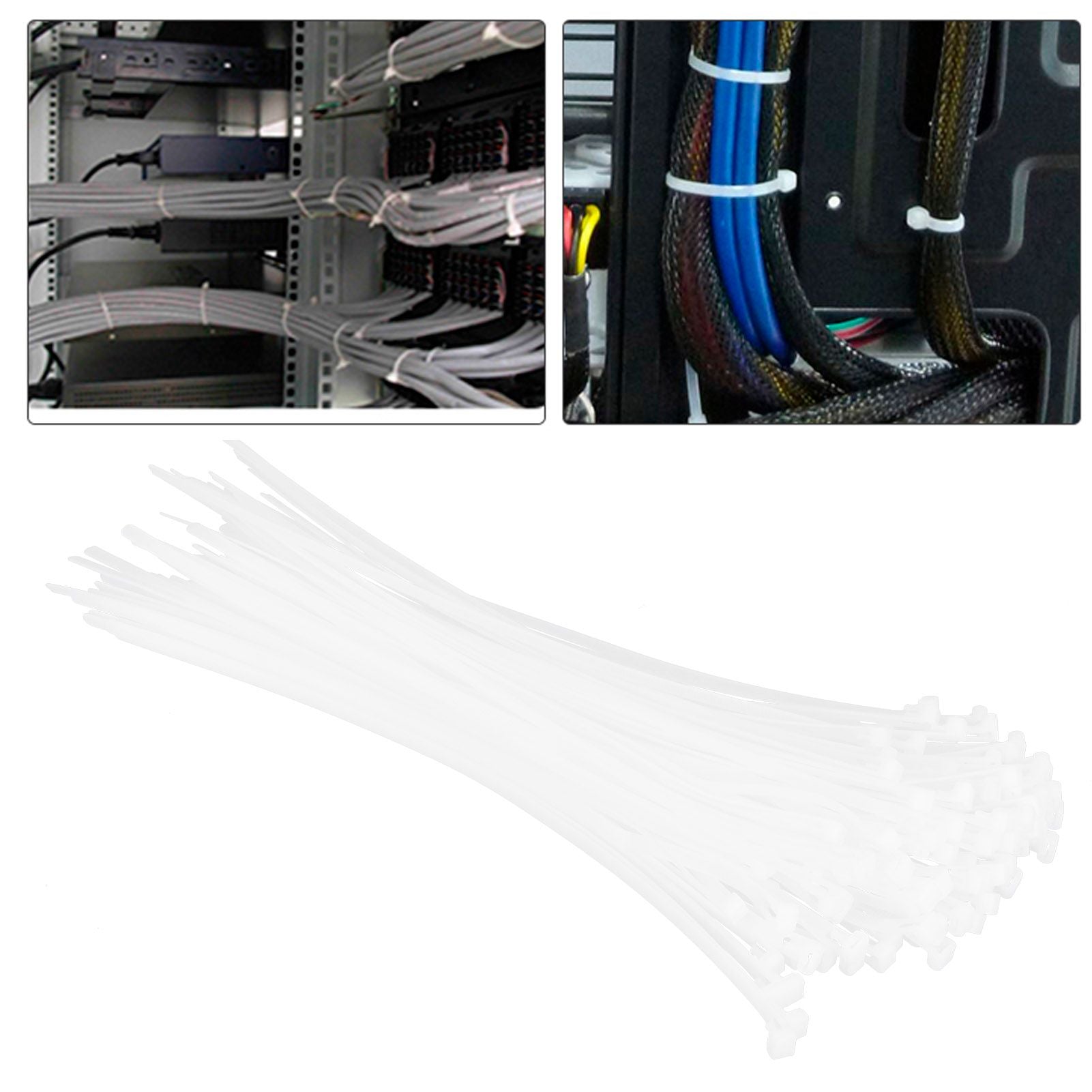100Pcs Cable Ties Multiple Use Fastener Thick Thin Nylon Zip Wraps Supplies 8 x 400White