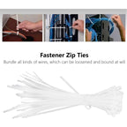 100Pcs Cable Ties Multiple Use Fastener Thick Thin Nylon Zip Wraps Supplies 8 x 400White