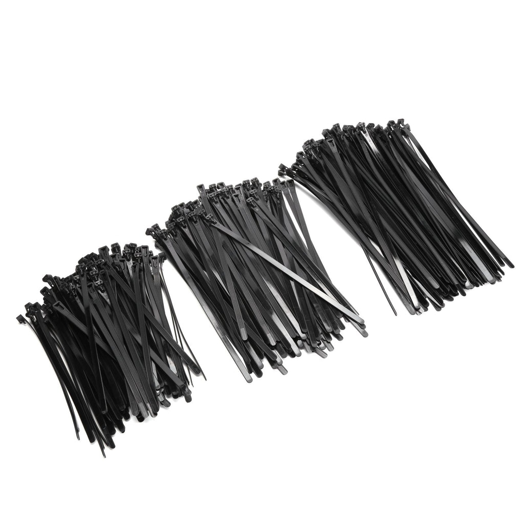 300PCS Cable Ties Multi Size Long Zip Ties for Home Office Garden Fastener SuppliesBlack