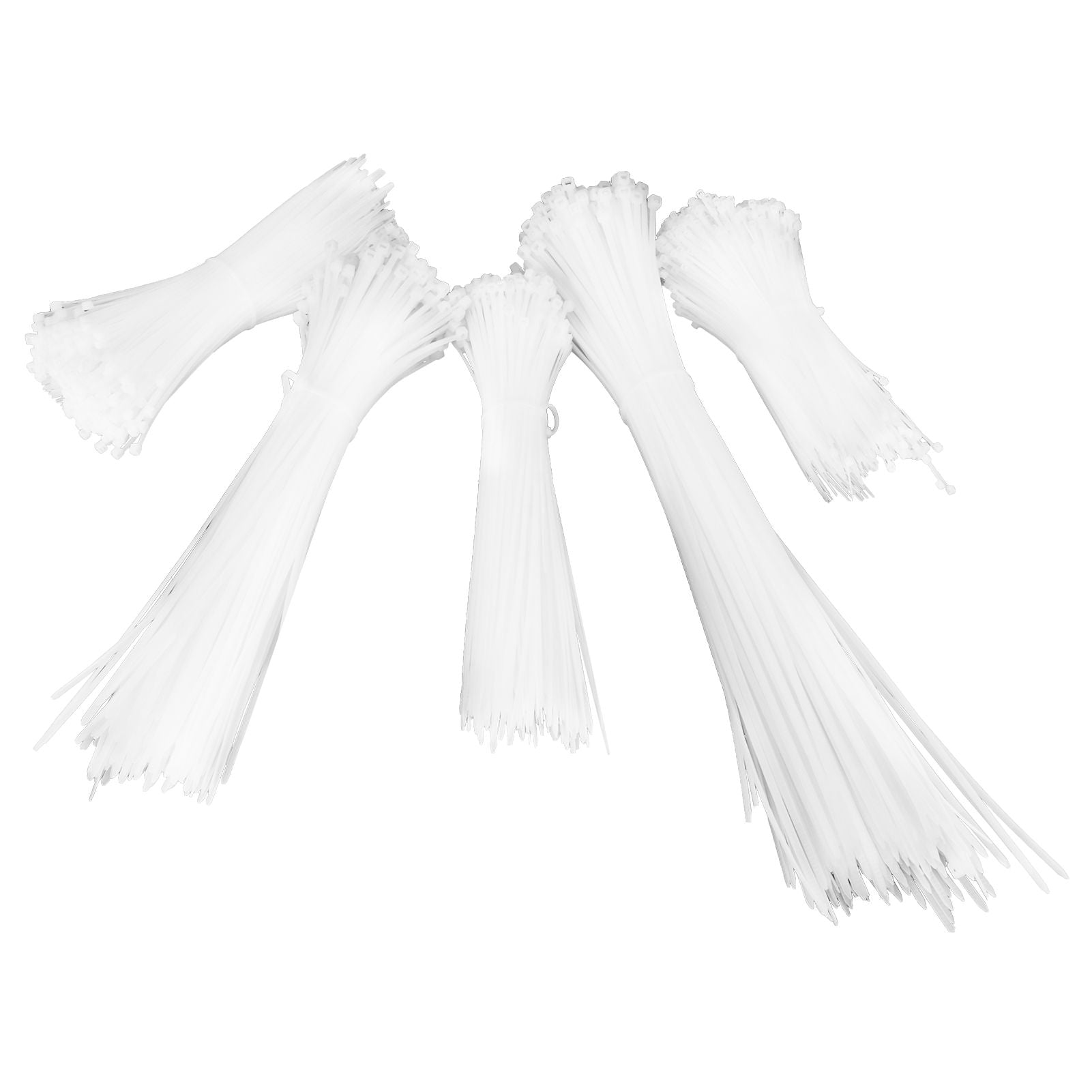 5Packs Cable Ties Zip Wraps Set Disposable Nylon Wire Cord Strap Fastener Fastening OrganizerWhite
